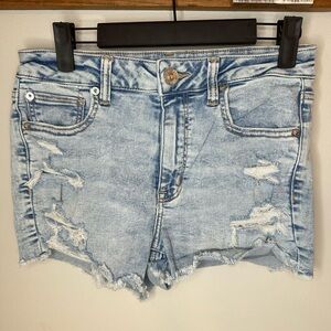 American Eagle Women’s next level stretch Hi-Rise shortie denim shorts size 8